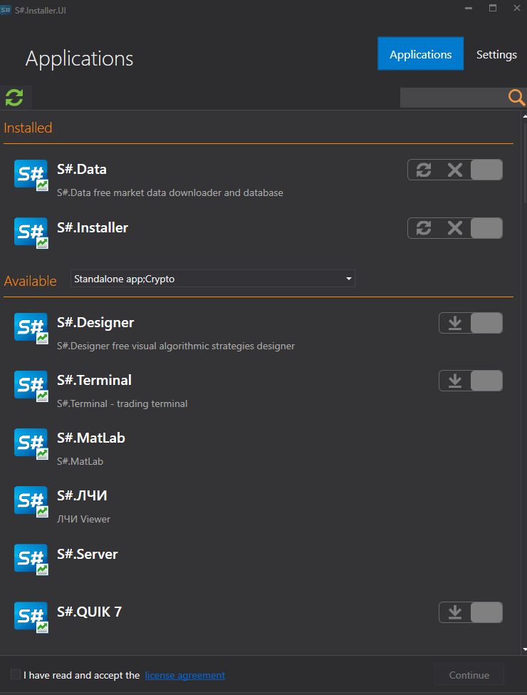 Assign, install and work with StockSharp Installer.